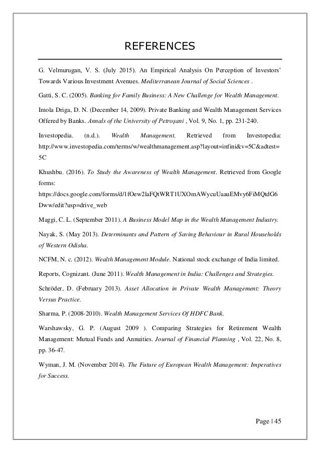 essay on wealth management